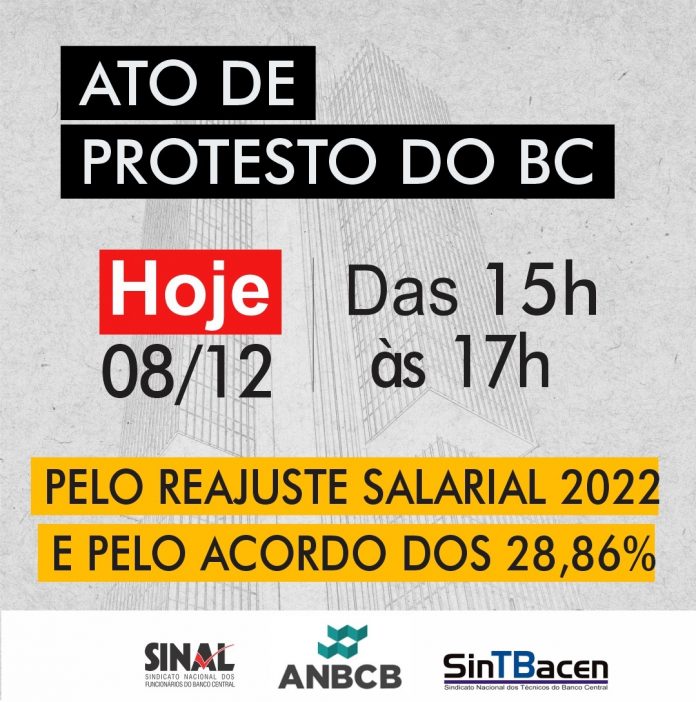 É hoje! Mobilização pelo reajuste salarial e por acordo nos 28,86% começa logo mais, às 15h