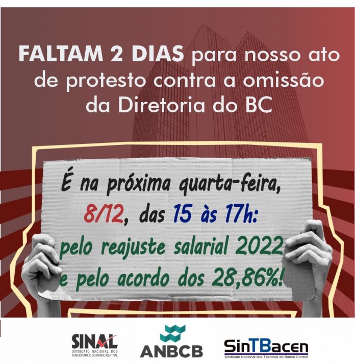 Mobilização em defesa de reajuste salarial e acordo nos 28,86% ocorrerá na próxima quarta-feira, 8; participe!