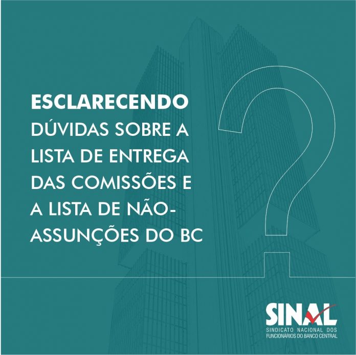 FAQ: confira esclarecimentos sobre listas de entrega de comissões e de não-assunções do BC
