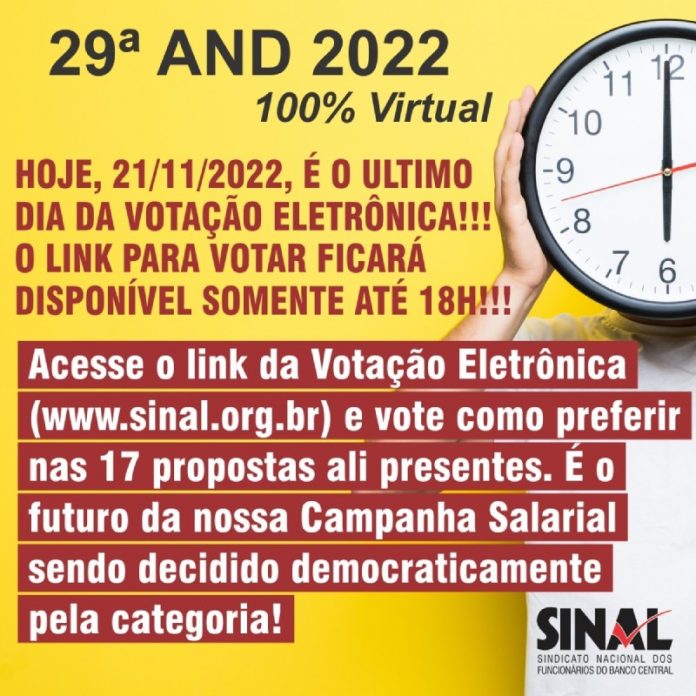 Últimas horas! Votação eletrônica da pauta reivindicatória termina às 18h de hoje