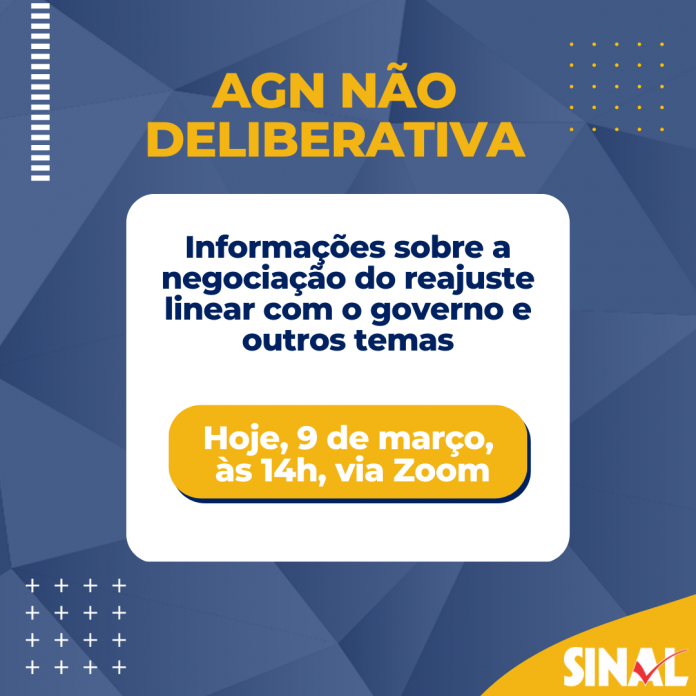 AGN: reajuste e outros temas de interesse estarão em pauta logo mais, às 14h; participe
