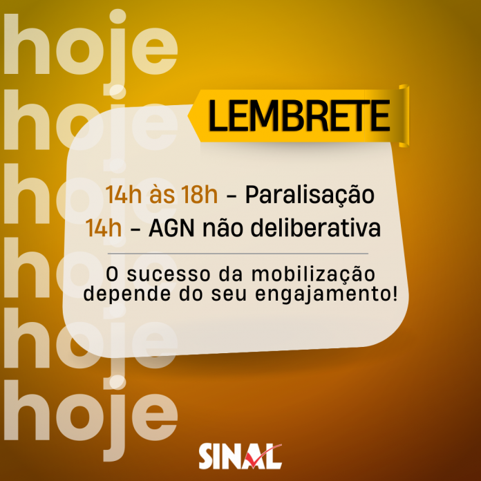 Mobilização: paralisação e AGN virtual na agenda do dia; participe!