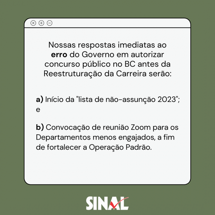Lista de não-assunção marca intensificação da luta pela reestruturação de carreira