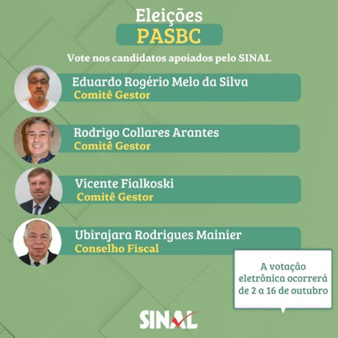 Eleições PASBC: SINAL recomenda votos em Eduardo Rogério, Rodrigo Collares, Vicente Fialkoski e Ubirajara Mainier