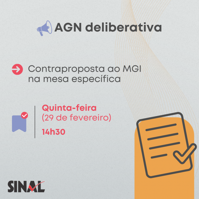 AGN nesta quinta-feira. 29, definirá contraproposta ao MGI