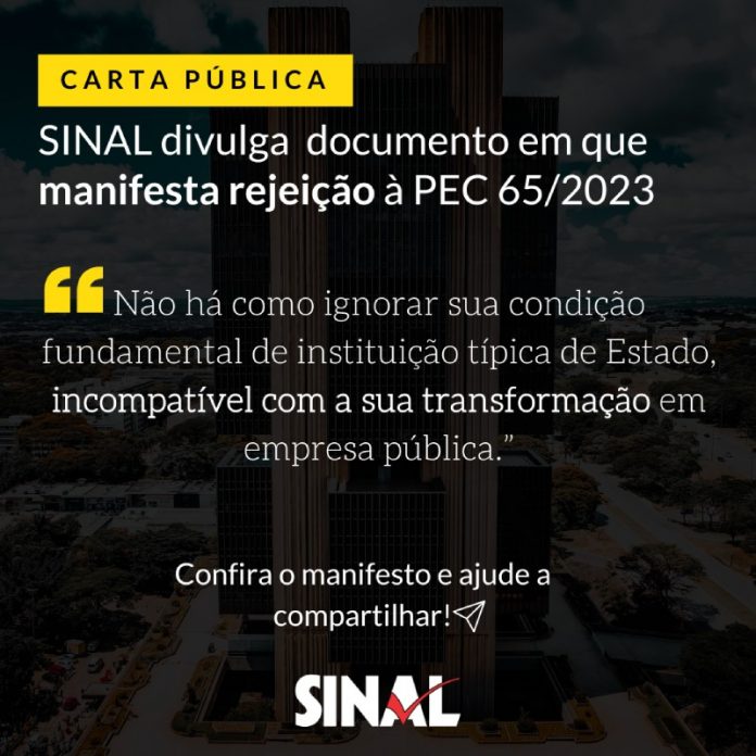 Carta pública: SINAL manifesta rejeição à PEC 65/2023