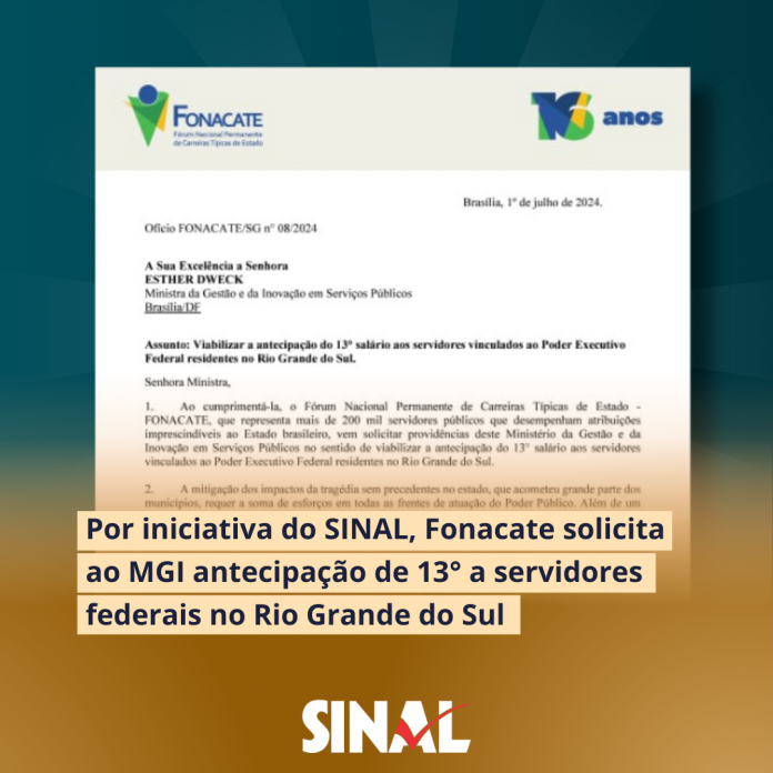 Fonacate requer antecipação do 13° salário aos servidores do Rio Grande do Sul