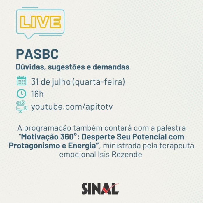 Live do PASBC nesta quarta-feira, às 16h, contará com palestra