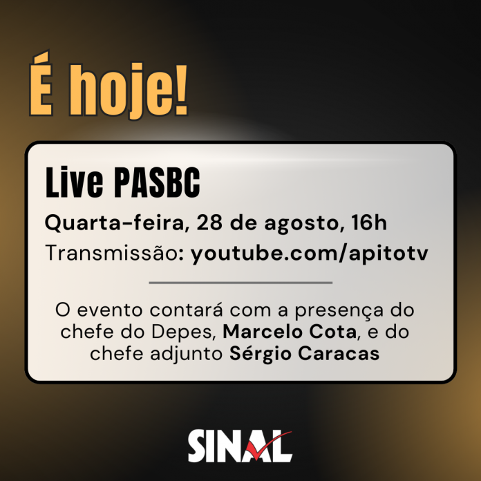 Live sobre o PASBC começa às 16h, com transmissão pelo YouTube