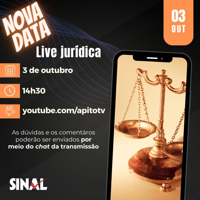 Nova data: live jurídica ocorrerá em 3 de outubro