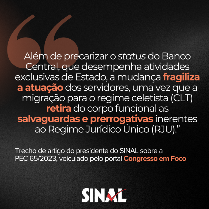 Na mídia: artigo do presidente do SINAL alerta para retrocessos da PEC 65/2023