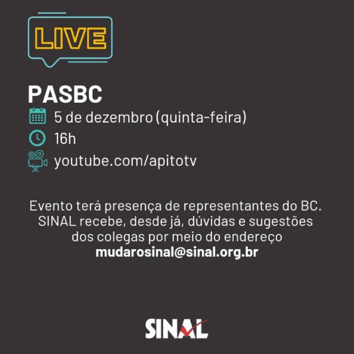 Live sobre o PASBC ocorrerá em 5 de dezembro, às 16h
