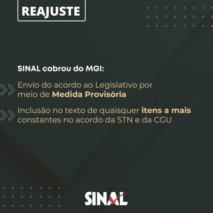 Reajuste: SINAL reafirma cobrança por MP e requer isonomia com carreira da CGU e da STN