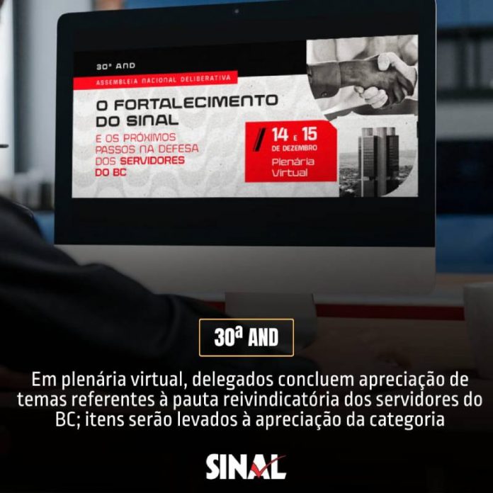 Em plenária virtual, delegados indicam pauta reivindicatória dos servidores do BC